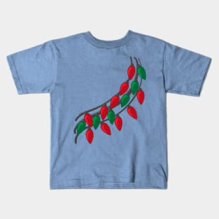 Triple String of Red and Green Holiday Lights Kids T-Shirt